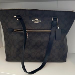 Coach signature black and brown gallery tote